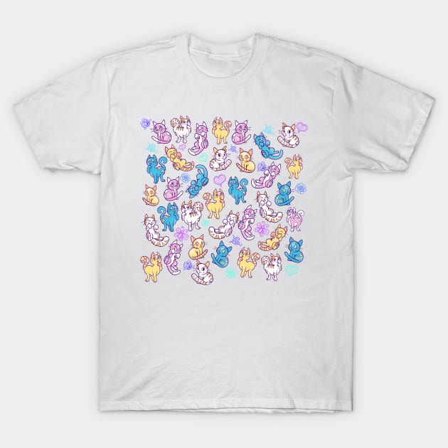 Colourful Cats T-Shirt by TechraNova